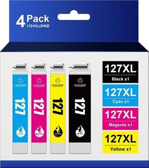 127 127XL T127 Ink Cartridges 4-Pack Black & Color Combo High Capacity Remanufactured Replacement  127 T127 use with Workforce 545 645 WF-3540 WF-3520 WF-7010 NX530 NX625 Printer