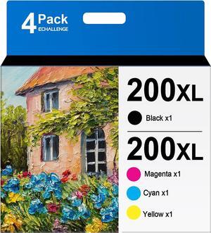 ECHALLENGE Remanufactured Ink Replacement  200XL 200 XL Ink cartridges to Use with XP-200 XP-300 XP-310 XP-400 XP-410 WF-2520 WF-2530 WF-2540 (1 Black, 1 Cyan, 1 Magenta, 1 Yellow) 4 Pack