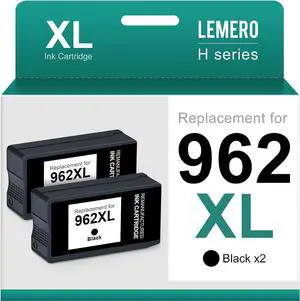 LEMERO Remanufactured 962XL Black Ink Cartridges Replacement  962XL 962 for OfficeJet Pro 9010 9018 9015 9020 9025 (2 Pack 962XL Black)