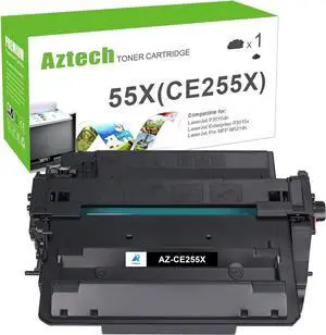 Aztech Compatible 55X Toner Cartridge Replacement  55X CE255X 55A CE255A P3015 P3015dn P3015x Pro 500 MFP M521dn M521dw M521 M525 Printer Ink (Black, 1-Pack)