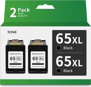 TEINO Remanufactured Ink Cartridge Replacement  65 65XL 65 XL  Envy 5055 5052 5012 5010 5020 5030 5058 DeskJet 2622 2652 3722 3755 2635 3720 3752 2655 2624 2636 3730 3721 (Black, 2 Pack)