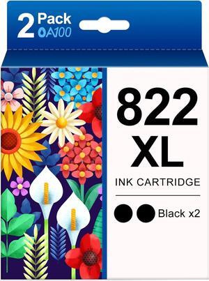 822XL Black 822 XL Ink Cartridges Remanufactured Replacement  822XL Ink Cartridges 822 XL Black for Workforce Pro WF-3820 WF-4830 WF-4820 WF-4833 WF-4834 (822XL Black 2 Pack)