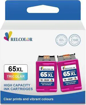 Relcolor Replacement  Ink Cartridge for 65 65XL HP65 XL Color Combo for Envy 5000 5055 5052 5014 DeskJet 3755 3700 3772 3752 2622 2652 2600 Printer,HP65XL