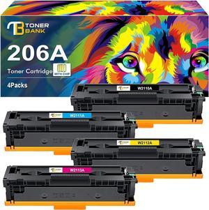 206A Toner Cartridges 4 Pack M283fdw | 206X (with Chip) Compatible  206A 206X Color MFP M283fdw M283cdw M283 Pro M255dw M255 Printer W2110A W2110X High Yield (Black Cyan Yellow Magenta)