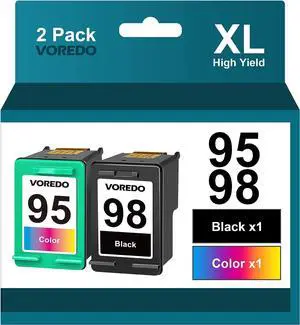 98 95 Ink Cartridges Combo Pack Remanufactured Ink  98 95 Work with Officejet 150 100 6310 H470, PhotoSmart 8050 C4180 C4150 D5160, Deskjet 460 5940 (Black, Tri-Color,2 Pack)