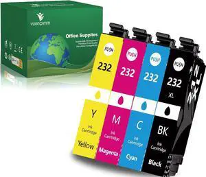 YUANQIMM Remanufactured 232XL Ink Cartridge Replacement  232 Ink cartridges 232 XL T232XL Work with Epson Workforce WF-2930 WF-2950 Expression Home XP-4200 XP-4205 Printer (4 Pack)