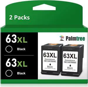 Palmtree Remanufactured Ink Cartridge Replacement  63XL Black Ink Cartridge  Envy 4520 4512 Officejet 3830 4650 5258 5255 4655 3833 Deskjet 1112 3631 Ink Printer (2 Black)