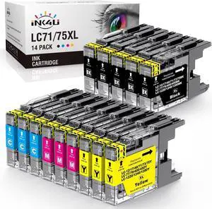INK4U Compatible LC75 Ink Cartridges Replacement  LC75 LC71 LC79 XL for MFC-J6510DW MFC-J6710DW MFC-J6910DW MFC-J280W MFC-J425W MFC-J430W Printer(5 Black,3 Cyan,3 Magenta,3 Yellow,14 Pack)