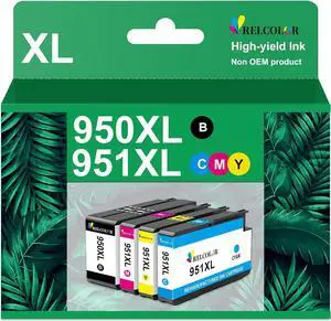 Replacement  Ink OfficeJet Pro 8600 8610 8100950XL 951XL 950 951 XL Cartridge Black Color Combo to Officejet pro 8620 8625 8630 8660 8615 276DW 251DW Printer,High-Yield 4 Pack HP950 HP951 XL