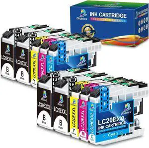DOUBLE D Upgraded LC20E Compatible Replacement  LC20E LC-20E XXL Ink Cartridges  MFC-J985DW J775DW J5920DW J985DWXL Printer (4BK+2C+2M+2Y) 10 Pack-Updated Version