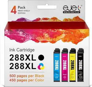 288XL Ink Cartridges Remanufactured Replacement  288XL Ink Cartridges Combo Pack 288 Ink  Expression XP-440 XP-330 XP-340 XP-430 XP-434 XP-446 (Black, Cyan, Magenta, Yellow, 4-Pack)