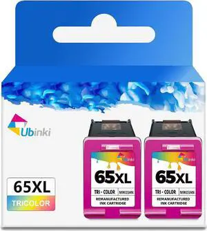 65XL Color Ink Cartridge Replacement  Ink 65 XL HP65 HP65XL Cartridges  DeskJet 3755 3700 3752 3772 3720 3723 2600 2621 2622 2652 2655 2640 Envy 5055 5000 5052 5010 5070 Printers (2-Pack)