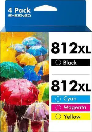 T812 812XL Remanufactured Ink Cartridges Replacement  812 Ink Epson 812XL Ink Cartridges Combo Pack Epson T812XL  Workforce Pro WF-7840 WF-7820 WF-7310 EC-C7000 Printer(4 Pack)