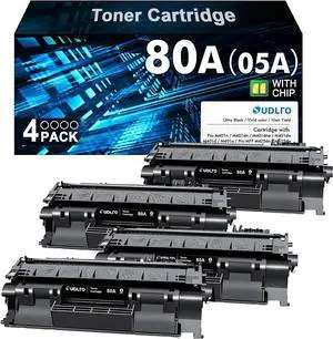 80A Toner Cartridge Black Replacement  80A CF280A 80X CF280X CE505A 05A to use with Pro 400 M401dn M401dne M401n MFP M425dn M425dw P2055DN Printer (Black, 4-Pack)