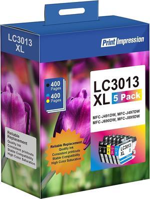 LC3013XL LC3011XL Ink Cartridges BK/C/M/Y Replacement Ink  LC3011 LC3013 LC 3011 3013 Ink Cartridges Compatible  MFC-J491DW MFC-J497DW MFC-J895DW MFC-J690DW (5 Pack: 2BK1C1M1Y)