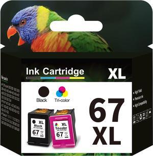 Aqepbzt Remanufactured Black/Tri-Color Ink Cartridge Replacement  Ink 67 67XXL Ink Cartridges Black and Color  DeskJet 1255 2732 2752 4140 4152 Series Printer (1 Black 1 Tri-Color)