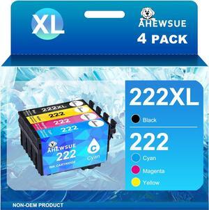222XL Ink Cartridges Remanufactured Replacement  222 222 XL T222 Combo Pack to use with XP-5200 WF-2960 Printer (1 Black, 1 Cyan, 1 Magenta, 1 Yellow, 4 Pack)