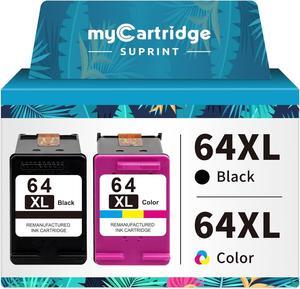 MYCARTRIDGE SUPRINT 64XL Ink Cartridge Combo Pack Remanufactured Ink Cartridge Replacement  64XL 64 Ink for Envy 7855 7155 7858 5542 6255 7800 6232 6252 Printer Black Color
