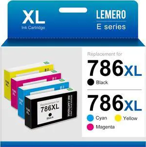 LEMERO Remanufactured Ink Cartridges Replacement  786XL 786 for Workforce Pro WF-4630 WF-5690 WF-5190 WF-5620 WF-4640 WF-5110 (Black, Cyan, Magenta, Yellow, 4-Pack)
