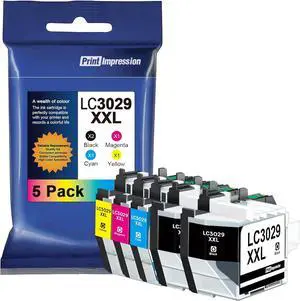 LC3029XXL Ink Cartridges Super High Yield Compatible Replacement  LC3029 Ink Cartridges for MFC-J5830DW MFC-J5830DWXL MFC-J5930DW MFC-J6535DW MFC-J6535DWXL MFC-J6935DW Printer (5 Pack)