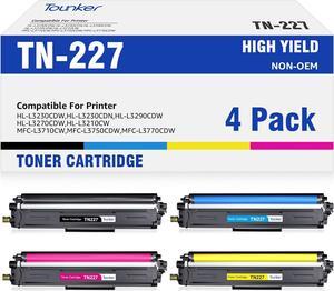 Tounker TN227BK/C/M/Y High Yield Toner Cartridges 4 Pack Compatible Replacement for TN227 TN227BK TN-227 TN223 TN223BK for HL-L3290CDW MFC-L3770CDW HL-L3210CW HL-L3270CDW MFC-L3710CW Printer