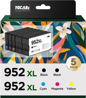 952XL 952 XL High-Yield Ink Cartridges, 5-Pack, Replacement  952 952 XL Ink Cartridges Combo Pack (2BK/1C/1M/1Y), Upgraded Chip, for OfficeJet Pro 8710 8720 7720 7740 8210 8702 8715 8725 Printer