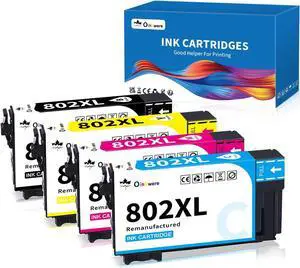 OINKWERE Remanufactured 802XL Ink Cartridge Replacement  802 Ink Cartridges T802XL T802 to use with Workforce Pro WF-4740 WF-4730 WF-4720 WF-4734 EC-4020 EC-4030 Printer (4 Pack)