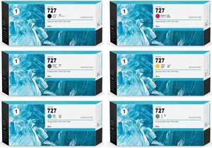 727 300-ml Full Color Ink Cartridges(6-Pcs, Photo Black/Matte Black/Gray/Cyan/Magenta/Yellow) - Utye Compatible Ink Replacement  727 work with DesignJet T1530 T2500 T920 T930 T1500 T2530 Printer