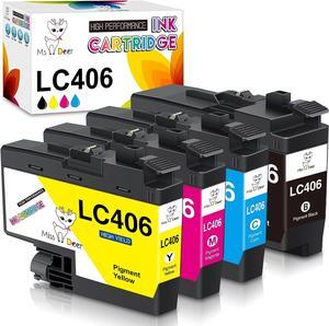 Miss Deer Compatible LC406 Ink Cartridges Replacement  LC 406 LC406XL Work with MFC-J4335DW MFC-J4345DW MFC-J4535DW MFC-J5855DW MFC-J5955DW MFC-J6555DW MFC-J6955DW Printer 4-Pack (BK/C/Y/M)