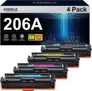 206A Toner Cartridge 4 Pack (with CHIP) - Compatible Toner Cartridge Replacement  206A 206X W2110A Compatible with Color Laserjet Pro MFP M283fdw, MFP M283cdw, M255dw M282nw Toner Printer 1