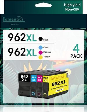 962XL Ink Cartridges Combo Pack (4-Pack, Black/Cyan/Magenta/Yellow) LOMENTI- Compatible 962XL 962 Ink Cartridges Replacement  OfficeJet 9010 9014 9015 9016 9018 9019 9020 9022 9025 9026 Printer