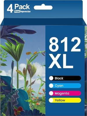812XL Ink Cartridges Remanufactured Ink Cartridges Replacement  T812 812 XL 812 Ink Epson 812XL Ink Cartridges Combo Pack for Workforce Pro WF-7840 WF-7820 WF-7310 EC-C7000 Printer (4 Pack)