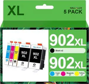 902XL Ink Cartridges Replacement  902XL 902 XL Ink Cartridges Compatible with OfficeJet Pro 6978 6960 6968 6958 6950 6970 6962 6975 Printers (2 Black, Magenta, Cyan, Yellow) 5 Packs