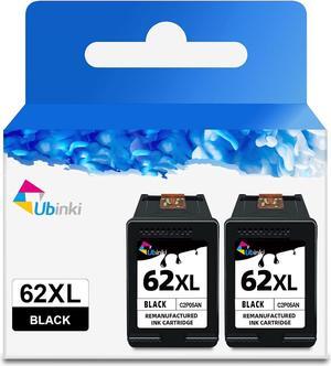 Ubinki 62XL Black Ink Cartridges Replacement  Ink 62 XL HP62 HP62XL Ink Cartridge for Envy 5540 5640 5660 7640 7644 7645 OfficeJet 200 250 5740 5745 8040 Printer(2-Pack)