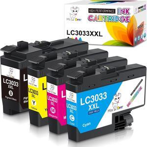 Miss Deer Upgraded LC3033 Ink Cartridges, Replacement  3033 LC3033XXL LC3033 LC3035XXL LC3035 Work  MFC-J995DW MFC-J805DW MFC-J815DW (1Black, 1Cyan, 1Magenta, 1Yellow) 4 Pack