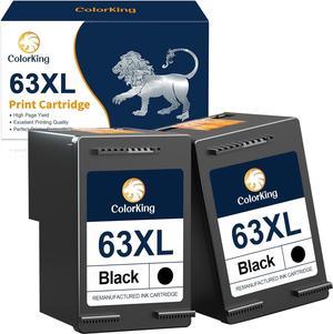 ColorKing Remanufactured Replacement 63XL Black Ink Cartridge 63 Ink Cartridges Printers OfficeJet 3830 4650 4652 4655 5200 5255 5258 Envy 4520 4512 DeskJet 1112 2132 3630 2 Black