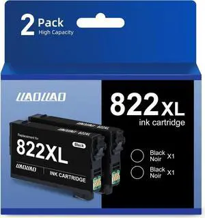 822XL Remanufactured Replacement  822 Black Ink Cartridges T822 T822XL for Workforce Pro WF-4820 WF-4830 WF-3820 WF-4833 WF-4834 Printer WF 3820 4820 4830 4833 4833(2 Pack)