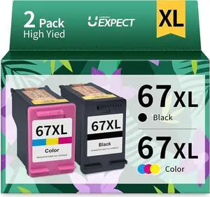 67XL Remanufactured Ink Cartridge Replacement  67 Ink XL 67XL Work with 67XL Deskjet 2755 2700 4155 2752, Envy 6055 6000 6455 6400 Printer Ink (2-Pack, 67XL Black & Color)