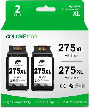 COLORETTO 275 XL Pg-275XL Ink Cartridge Compatible with Canon Pixma TR4700 TR4720 TR4722 TR4725 TS3520 TS3522 Printer 2 Black 2-Pack