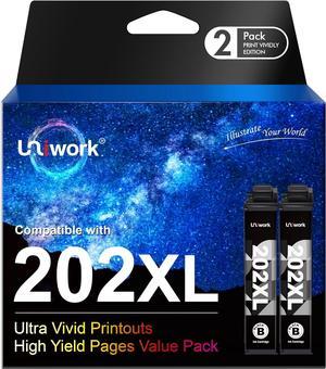 Uniwork Remanufactured 202XL Ink Cartridge Replacement for Epson 202 202XL T202XL T202 to use for Workforce WF-2860 Expression Home XP-5100 Printer (2 Black)