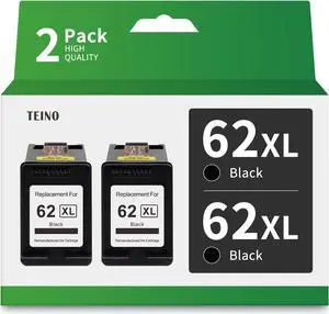 TEINO 62XL Remanufactured Ink Cartridge Replacement  62 62XL 62 XL  OfficeJet 200 250 Envy 7640 5660 7645 5540 5740 5643 5640 5642 5663 5665 8000 (Black, 2 Pack)