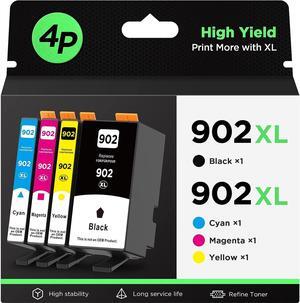 Compatible 902XL (4-Pack) Ink Cartridge Replacement  902XL 902 High Yield, Work for Officejet Pro 6978 6960 6962 6968 6954 6958 6950 6951 6970 Printers (Black, Cyan, Magenta, Yellow)