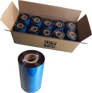 (10 Rolls) 4.33'' x 984' Premium Resin Enhanced Wax Ribbon, 110mm x 300m Black Thermal Transfer Ribbon, Barcode Thermal Label Printer Ribbon, CSO-Ink Outside, 1'' Core , TSC, GoDex, Citizen