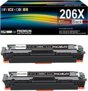 2 Pack Replacement  206X Black Toner Cartridge (with Chip) W2110X  Color Laserjet Pro MFP M283cdw M283fdw M282nw M255dw,M255nw Toner Printer Ink