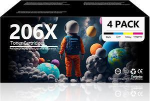 206X Toner Cartridges 4 Pack High-Yield Black Cyan Yellow Magenta (with Chip) | Replacement  206X Works with Color Pro M255, Color Pro MFP M282, M283 Series | W2110X W2111X W2112X W2113X