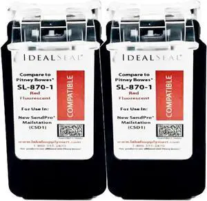 IDEALSEAL New Replacement Postage Ink for SL-870-1 Red Ink Cartridge for New SendPro Mailstation (CSD1) (2 Pack)