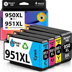 Smart Ink Compatible Ink Cartridge  950 951 XL 950XL 951XL (Black&C/M/Y, 4 Pack Combo)  Officejet 8100 8600 8610 8620 8630 8640 8660 8615 8625 251DW 276DW