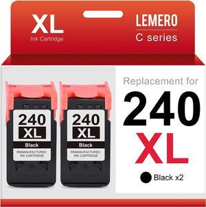 LEMERO Remanufactured Ink Cartridge Replacement for Canon 240XL PG-240XL 240 XL for PIXMA MG3620 MG3520 MG2120 MG322 MG2220 MG3122 MG3120 TS5120 MX532 MX452 MX472 MX432 MX479 MX512 (Black, 2-Pack)