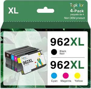 Topkolor 962XL Ink Cartridges Replacement  962XL 962 XL Ink Cartridges  OfficeJet Pro 9010 9015 9015e 9025 9020 9018 Printer High Page Yield 962XL Ink Cartridges Combo Pack (4 Pack)