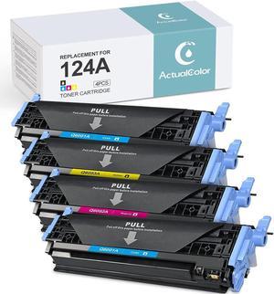 ActualColor C Remanufactured Toner Cartridge Replacement for HP 124A 124 Q6000A Q6001A Q6002A Q6003A Color LaserJet 1600 2600 2600n 2605 2605dn 2605dnt 1015 1017 (Black, Cyan, Yellow, Magenta, 4-Pack)